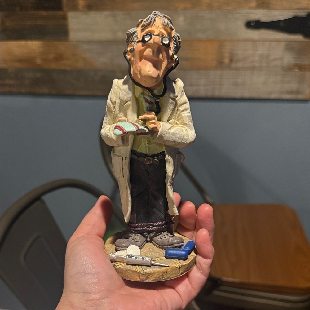 Russ Doctor Figurine with Cream Coat, Brown Clothes and Blue Accents 6 inches